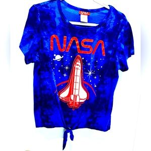 $7 or 2/&10 tshirt sale: NASA Tie Dye Space Shuttle Print Tie Front T-shirt